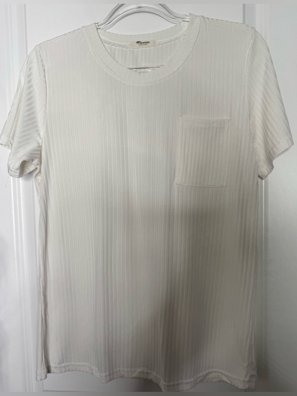 Women’s Ribbed Short-Sleeve Pocket Blouse stretch size medium